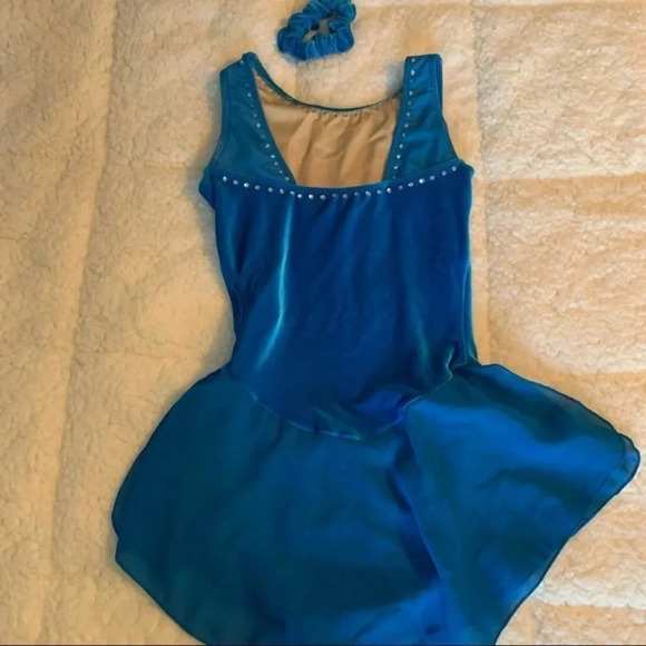 Blue Velour Figure  Skating Dress - Picture 3 of 11